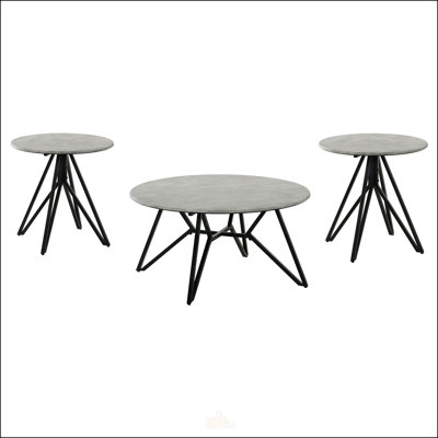 Garfield Cement 3-Piece Round Coffee And End Table Set, Perfect For Modern Living With Durable And Stylish Design