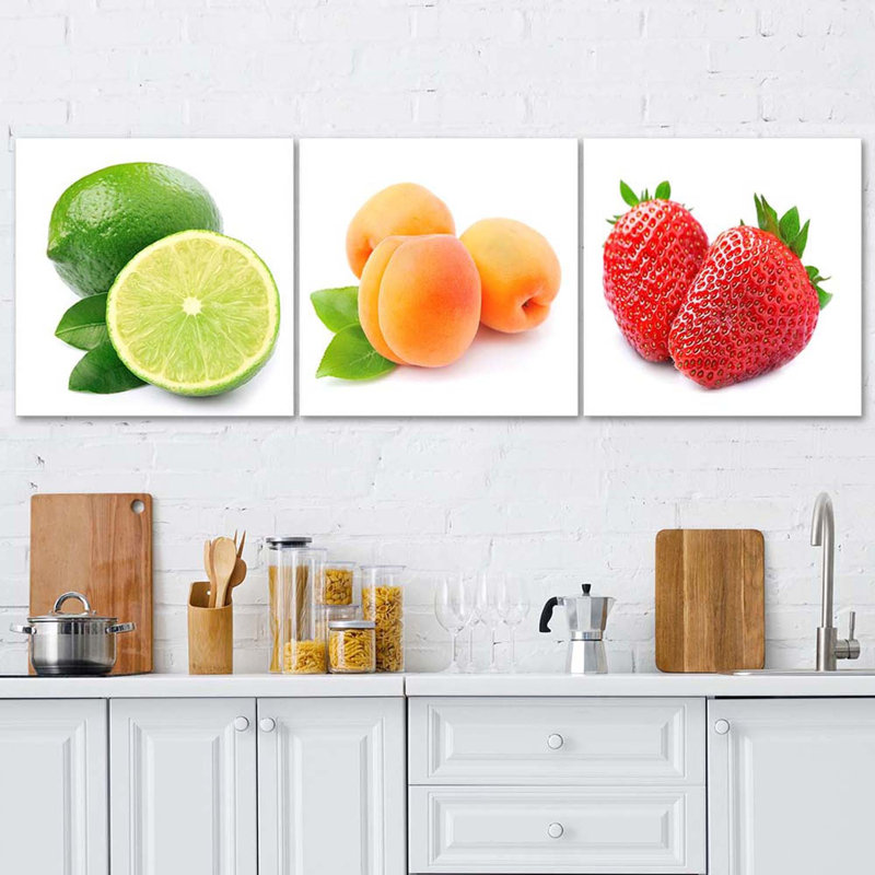 Juicy Fruits - 3 Piece Wrapped Canvas Print Set, 40cm H x 120cm W