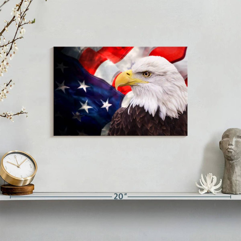 USA Flag And American Eagle, 8" H x 12" W