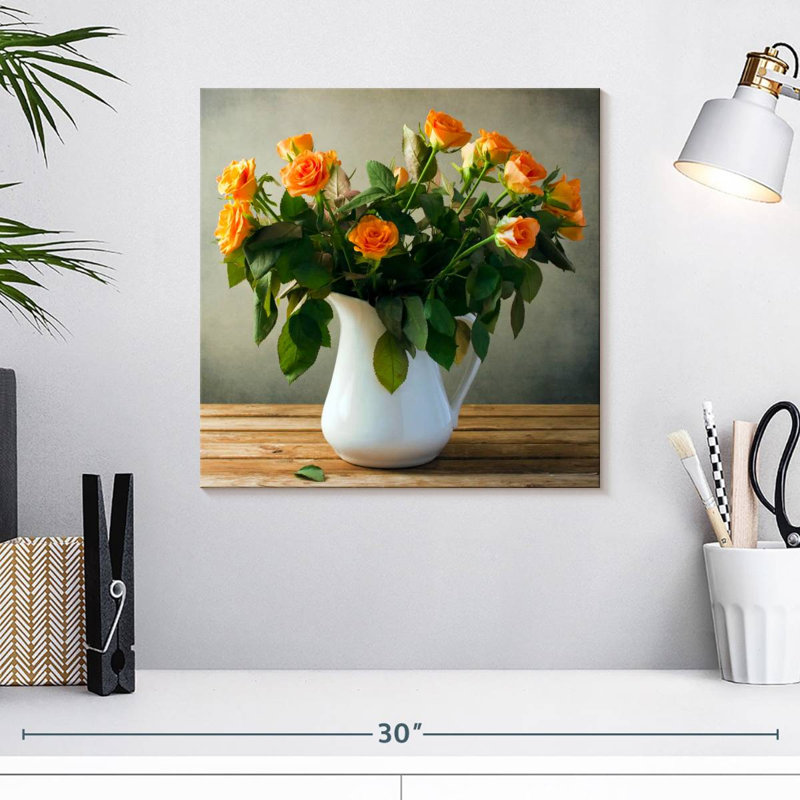 Pot Harnek de roses oranges, H 16 po x l 16 po