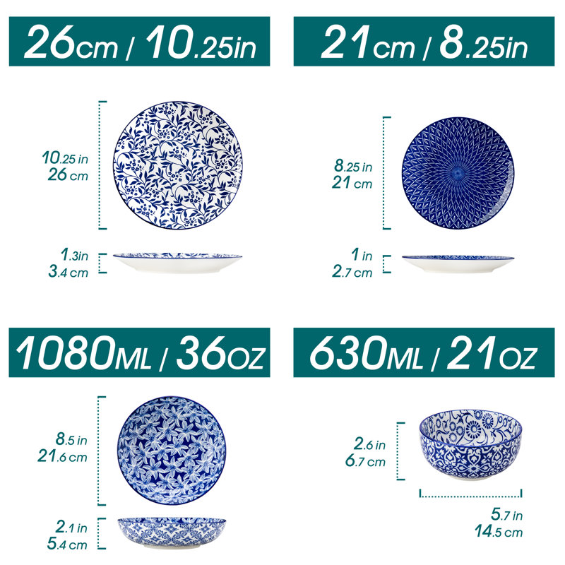 Piece Porcelain China Dinnerware Set - Service for 4