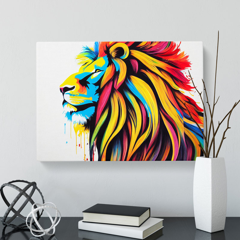 Colourful Lion Vol.1 Abstract - Wrapped Canvas, 50cm H x 76cm W x 3cm D