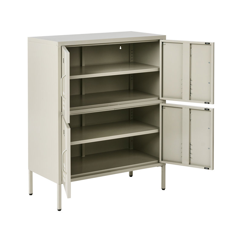 4 -Door 4 -Shelf Storage Cabinet, Light Beige