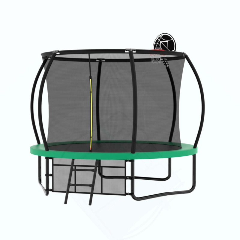 Pumpkin Trampoline, trampoline d'extérieur avec panier de basketball, filet d'enclos et échelle, Vert