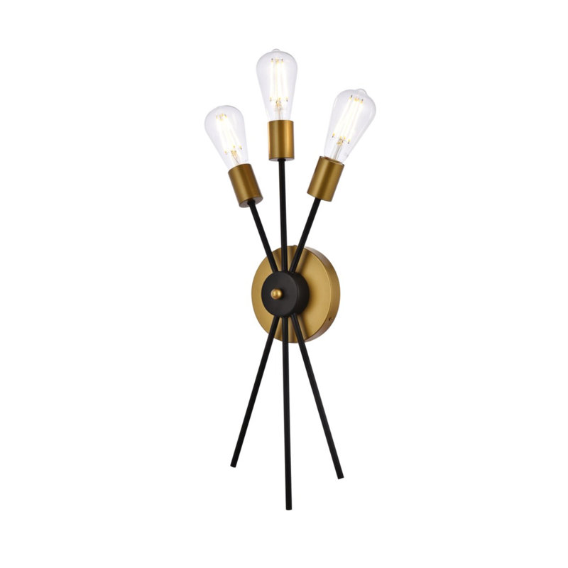 Éclairage de salle de bain à intensité variable 3 lumières Gabbert, Noir/laiton