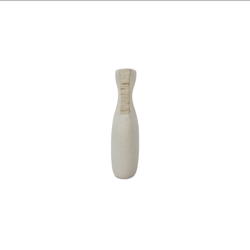 Vila 13In Sculptural Vessel Cream White, 13" H x 3.5" W x 11" D