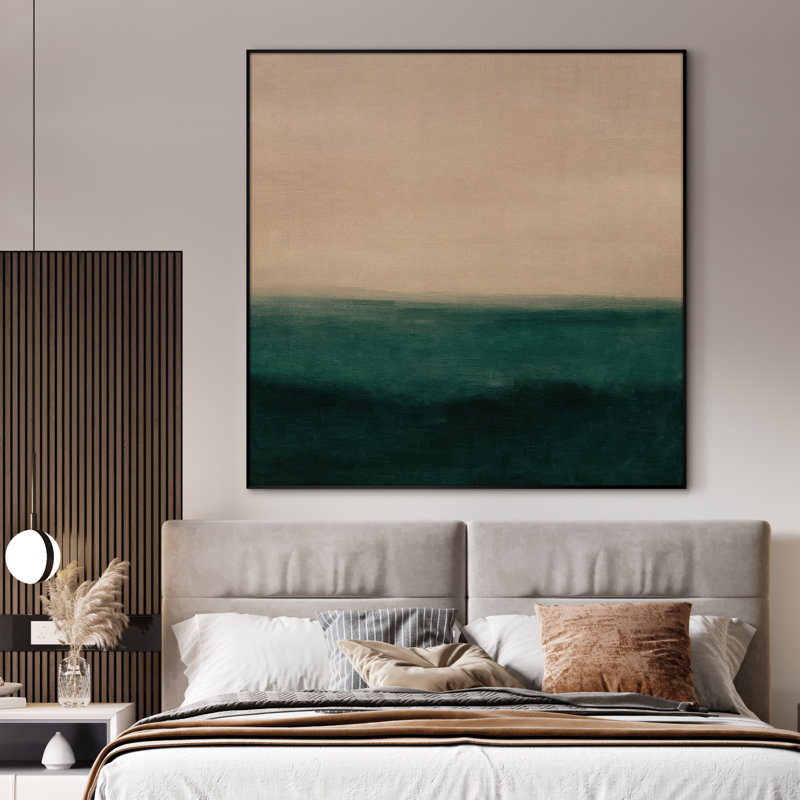 Très grand art mural imprimé sur tissu - Paysage abstrait neutre moderne pour la décoration d'œuvres d'art pour le salon ou la chambre à coucher - «Assemblage requis du cadre (cadre non fini)»
