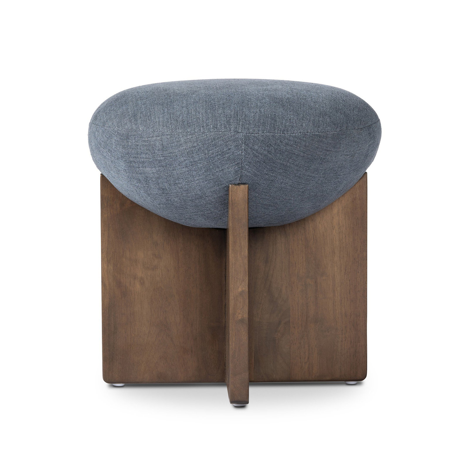 Greta 18" Solid Wood Ottoman, Laughlin Denim, Vintage Parawood