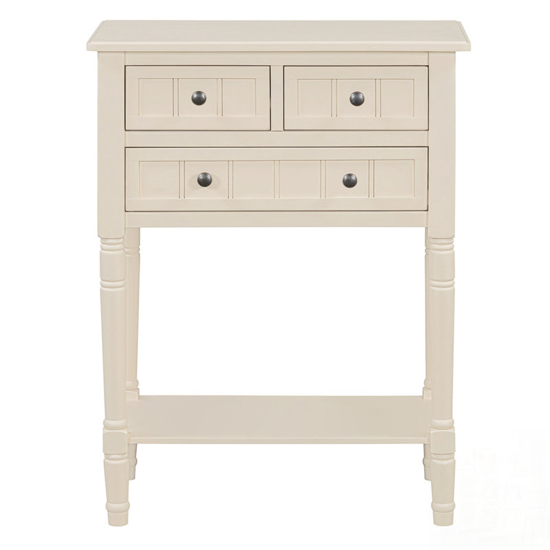 Console étroite, canapé mince avec trois tiroirs de rangement et tablette inférieure pour une élégance compacte, Beige