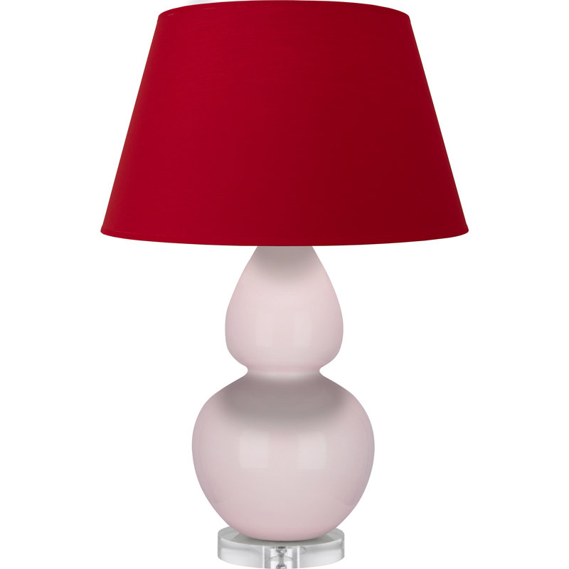 Double Gourd Table Lamp, Navy with Gray Lining, Sugar Plum Glazed/Silver