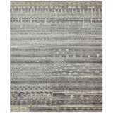 Nomad Haven Wool Hand Knotted Area Rug in Slate Sand