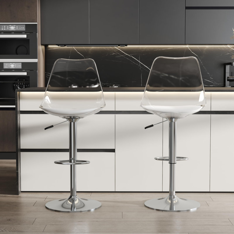 Swivel Adjustable Height Counter Stool, Silver