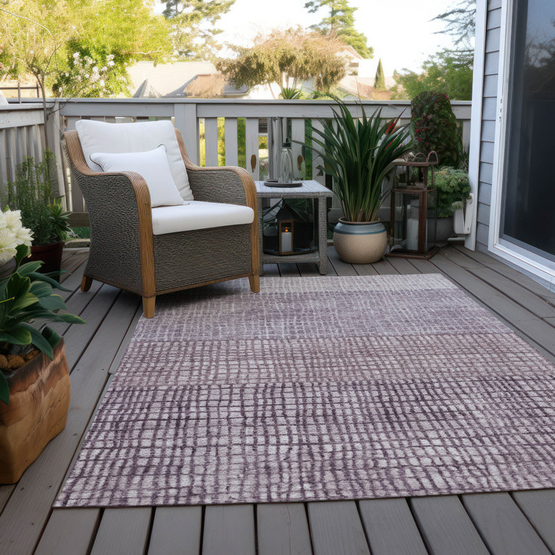 Tapis mauve lavable à la machine intérieur / extérieur Xhevrie, Rectangulaire 8 pi x 10 pi