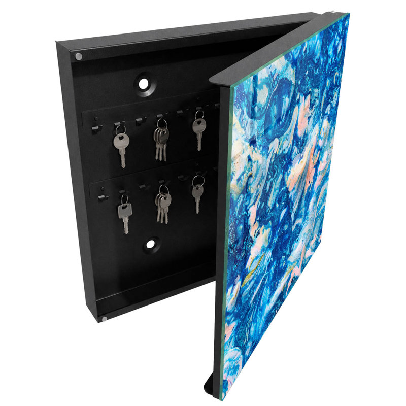 Key box, Opens to the left, 30x30x5, White, A blue-pastel abstraction full of life, 
