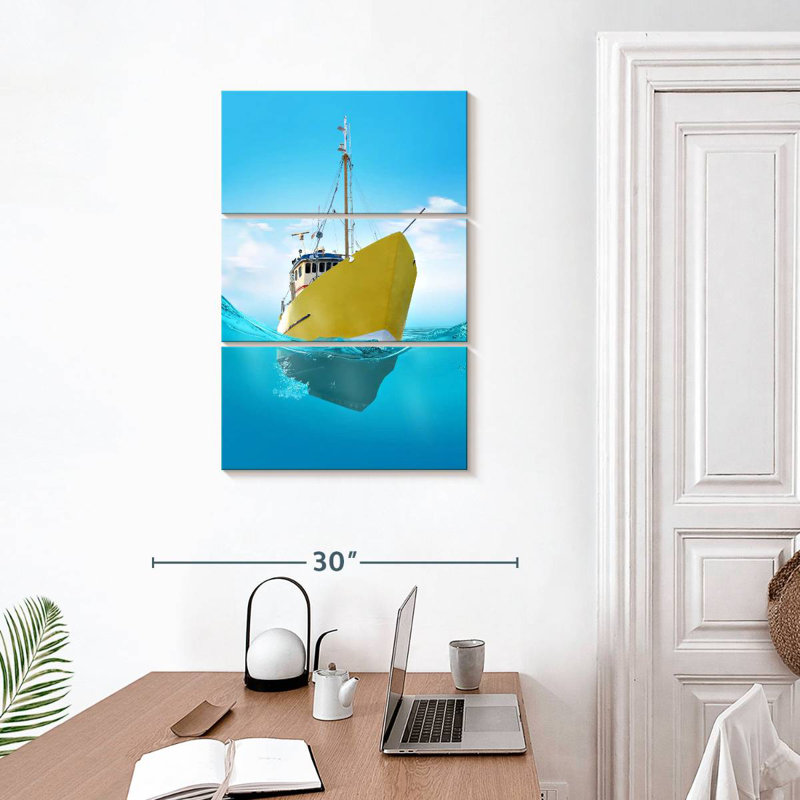 Mehar Yellow Ship, 32" H x 20" W