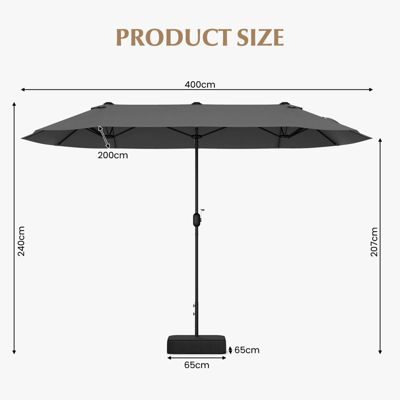 Fagundes 400cm Market Parasol, Grey