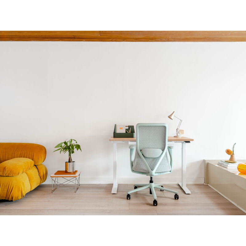 Duo Standing Desk, 47.3" H x 48" W x 24" D, White, Woodgrain