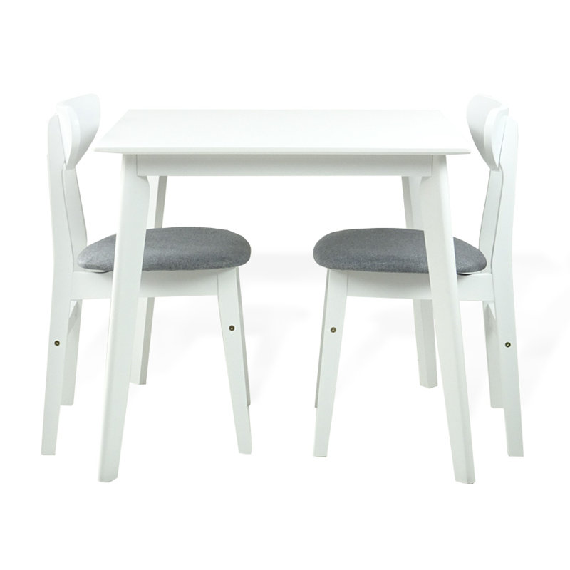 White Solid Wood Square Dining Table