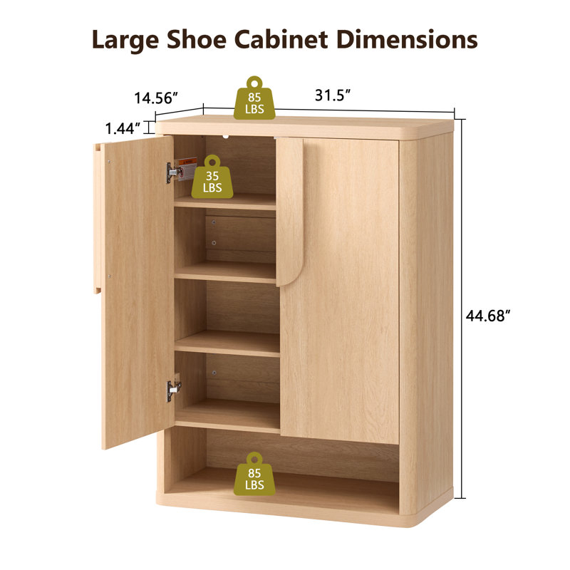 Range-chaussures 2 portes arqué naturel, Naturel