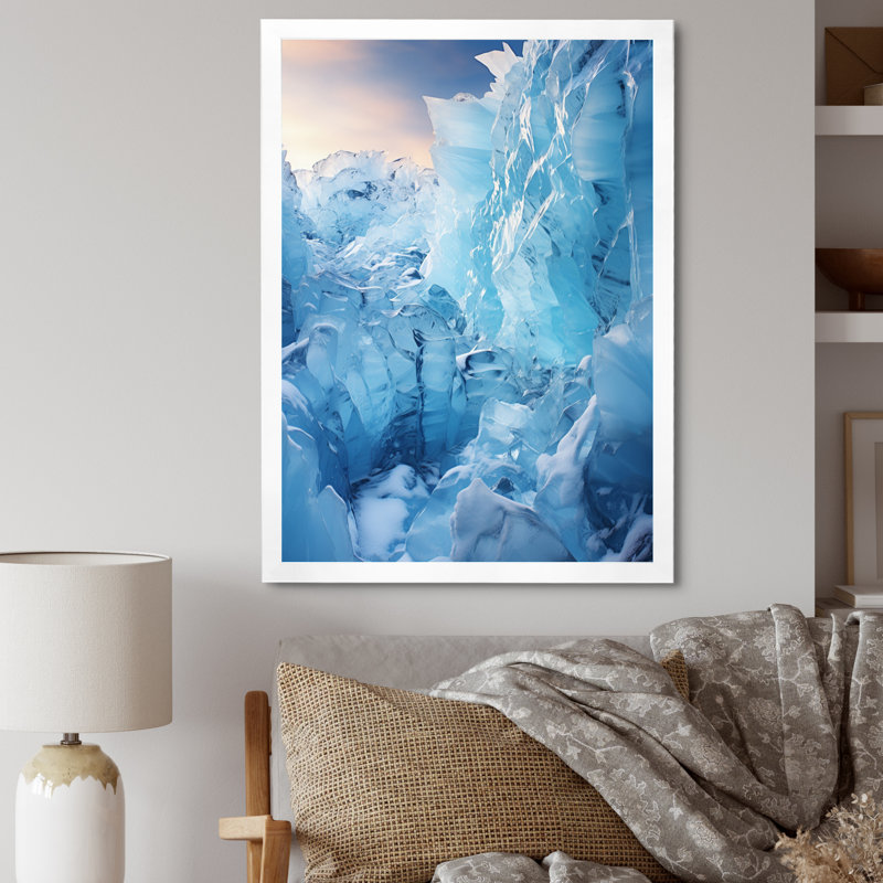 Art mural sur toile Glacier Glacial Glow, H 32 po x l 16 po x P 1 po, Cadre photo blanc