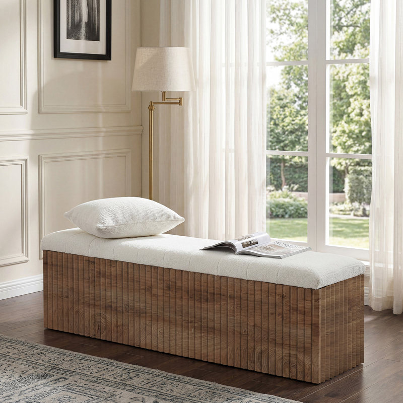 63" Upholstered End of Bed Storage Bench