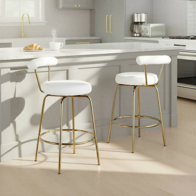 Kayson 25.5" Gold Swivel Upholstered Counter Stools