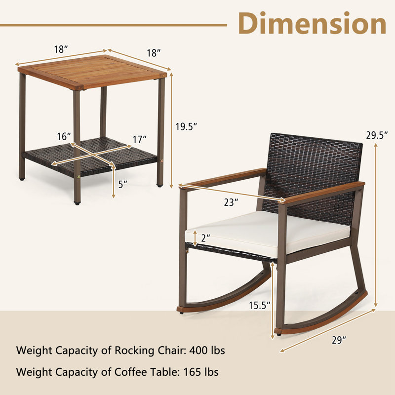 Autzen 2 - Person Acacia Wood Patio Conversation Set with Cushions