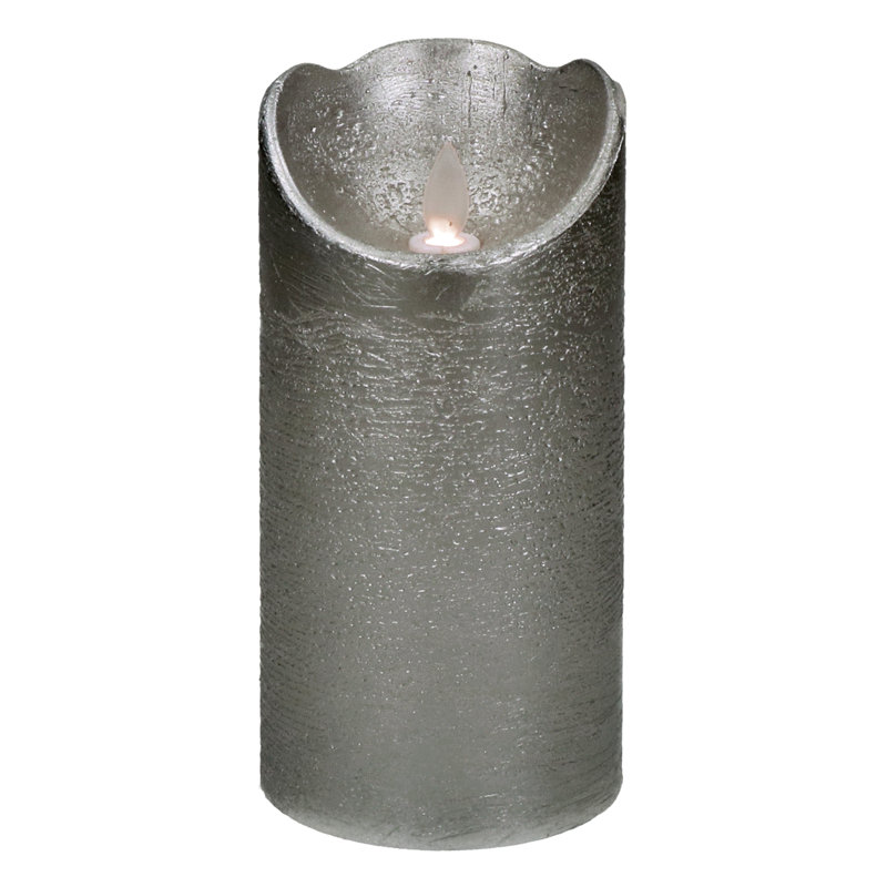 Unscented Flameless Candle, Silver, 18cm H x 9cm W x 9cm D