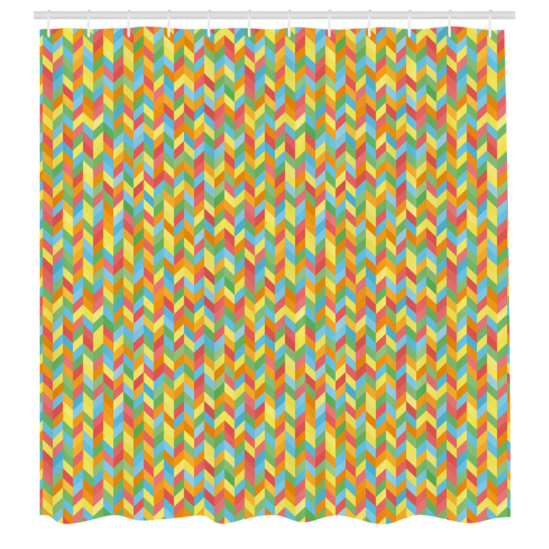 East Urban Home Herringbone Shower Curtain Simple Polygon Pattern Multicolor, 70"H x 69"W