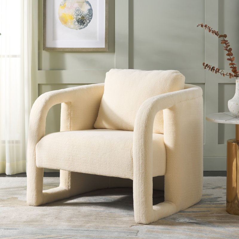 Fauteuil l 29 po Potters, Fausse peau de mouton crème