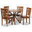 Ensemble de salle à manger 5 pièces Elaine en bois au fini noyer moderne et contemporain, H 37,4 po x l 17,9 po x P 19,9 po Elaine-915606498-915606499-828601192