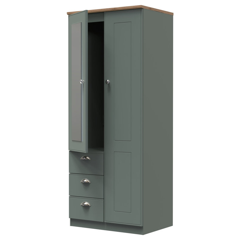 Conners Manufactured Wood Wardrobe, Reed Green/Riviera Oak