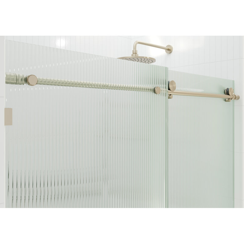 Galaxy 56 - 60 in. x 78 in. Fully Frameless Fluted Sliding Shower Door, Right Hand, Brushed Bronze