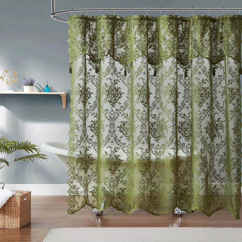 Rideau de douche Cherrilyn, H 72 po x l 72 po, Vert sauge