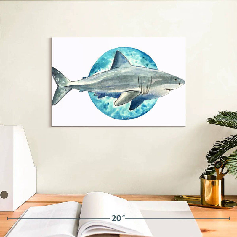 Watercolor Shark, 8" H x 12" W