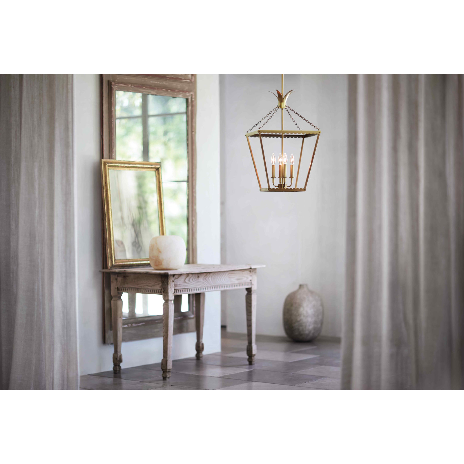 Gazala 4 Light Dimmable Pendant, Heritage Brass