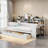 Multifunctional Wooden Daybed With Storage Shelves, Study Desk And 2 Drawers-75303003-75303004