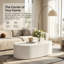 Table basse 33,46 po ovale, avec rangement dissimulé, plateau en verre trempé avec revêtement en cuir de haute qualité, table basse avec rangement, style Mid-Century moderne, blanc-131292445