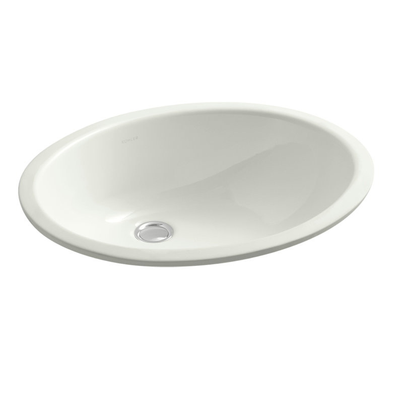 Caxton Ceramic Oval Undermount Bathroom Sink, Dune