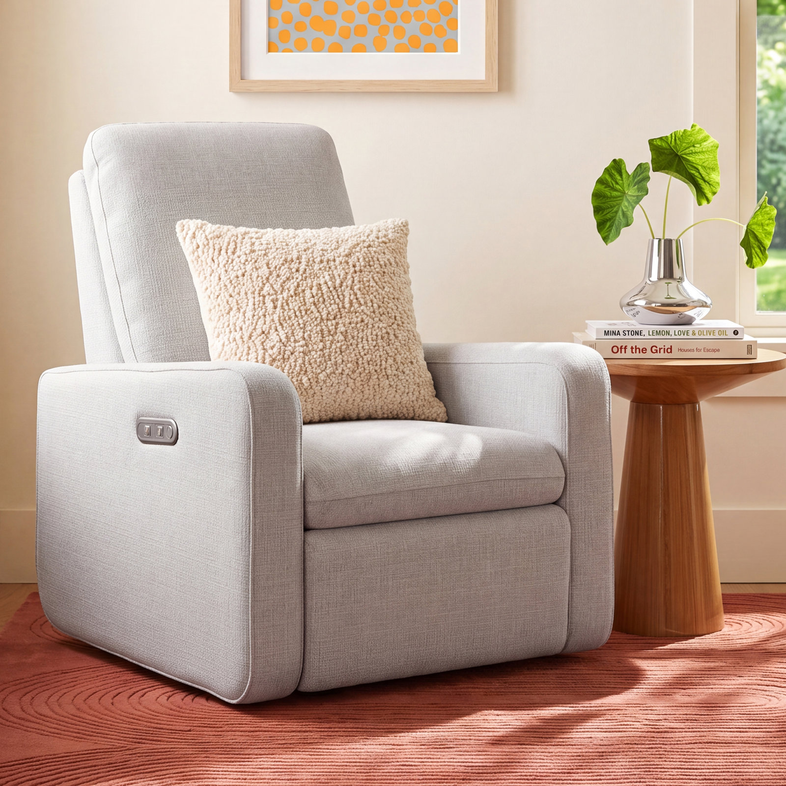 Teddi Swivel Nursery Chair, Steel Basketweave