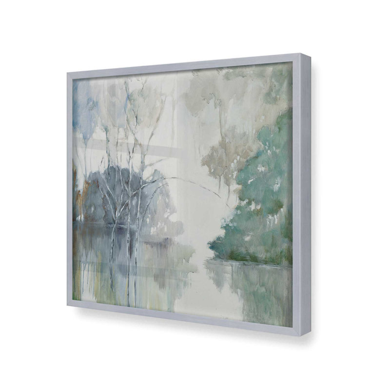Impression sur toile Tranquil Waterscape View, Argent argent, H 13,5 po x l 13,5 po, Reproduction encadrée sans passe-partout