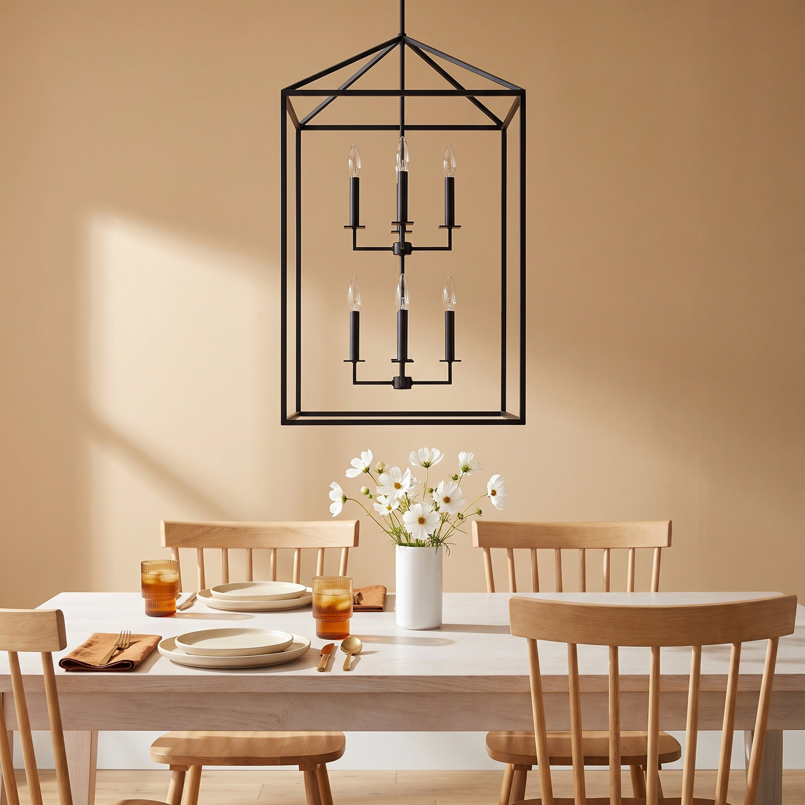 Ellis 8-Light Chandelier, No, Midnight Black, 38" H x 22" W x 22" D