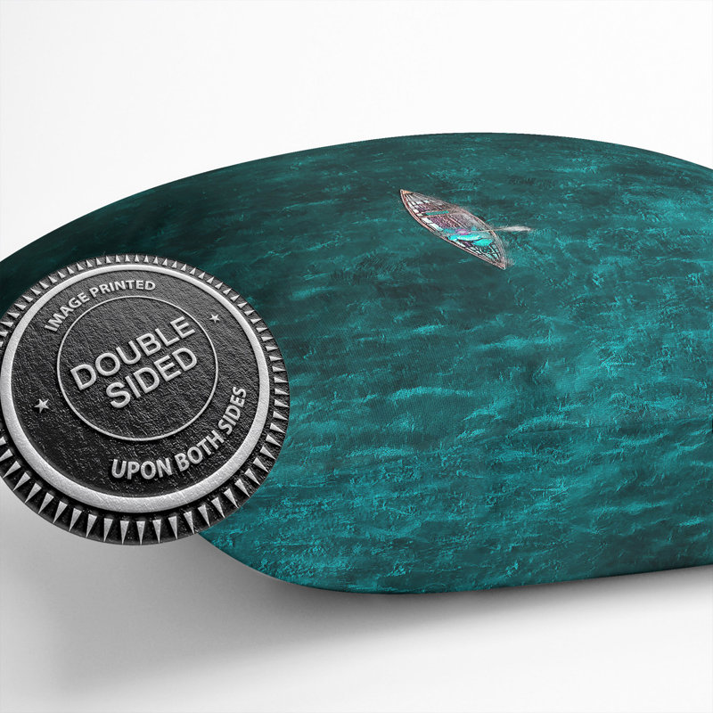 High Above the Boat Painting Cushion with Filling, 40cm H x 40cm W x 15cm D