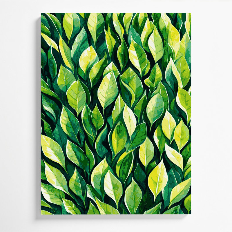 "Watercolor Botanical 71", art mural sur toile verte, H 8 po x l 10 po