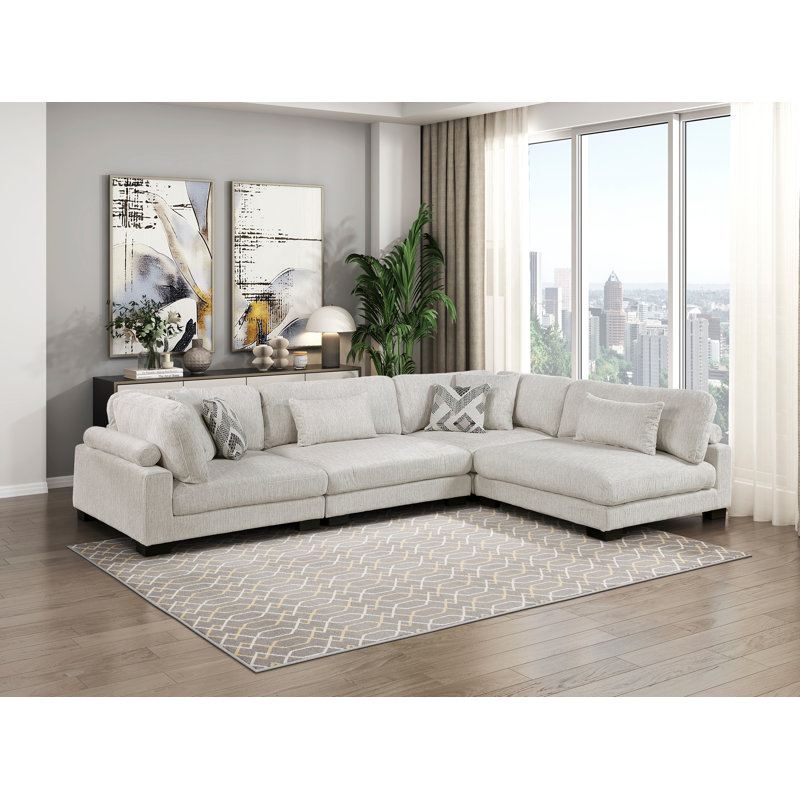 Canapé modulaire 4 pièces Connell, Microfibre/microsuède brun