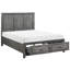 Lit plateforme rustique avec rangement gris et polyvalent pour chambre à coucher fonctionnelle