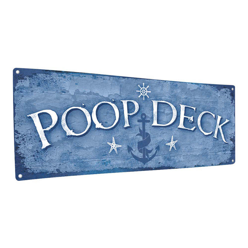 «Nautical Deck Metal Sign» sur métal, H 5,75 po x l 15,5 po x P 0,04 po