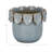 Modern Leaf Accent Round Ceramic Outdoor Planter for Home Decor - Applique Indoor Flower Pots for Living Room and Patio Styling - Blue-2100552679