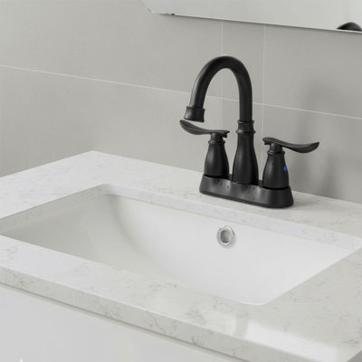 Double Handle Bathroom Sink Faucet with Drainer