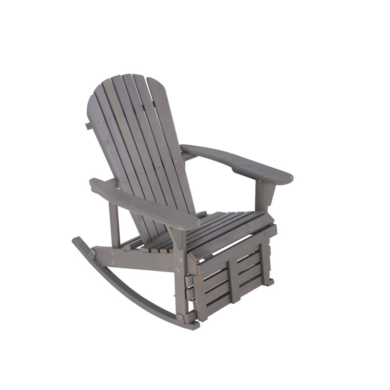 Chaise Adirondack en bois massif Tulare, Gris foncé